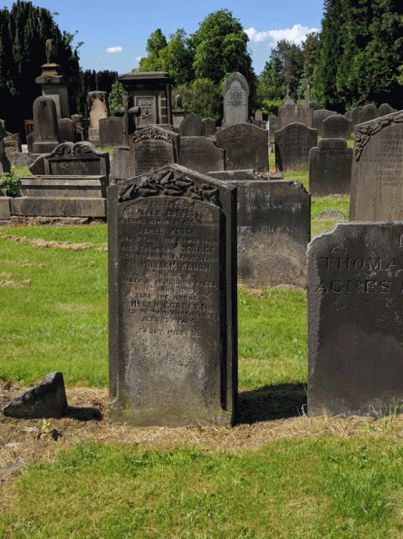 James Waugh and Helen Corbett and sons gravestone - Larbert Churchyard